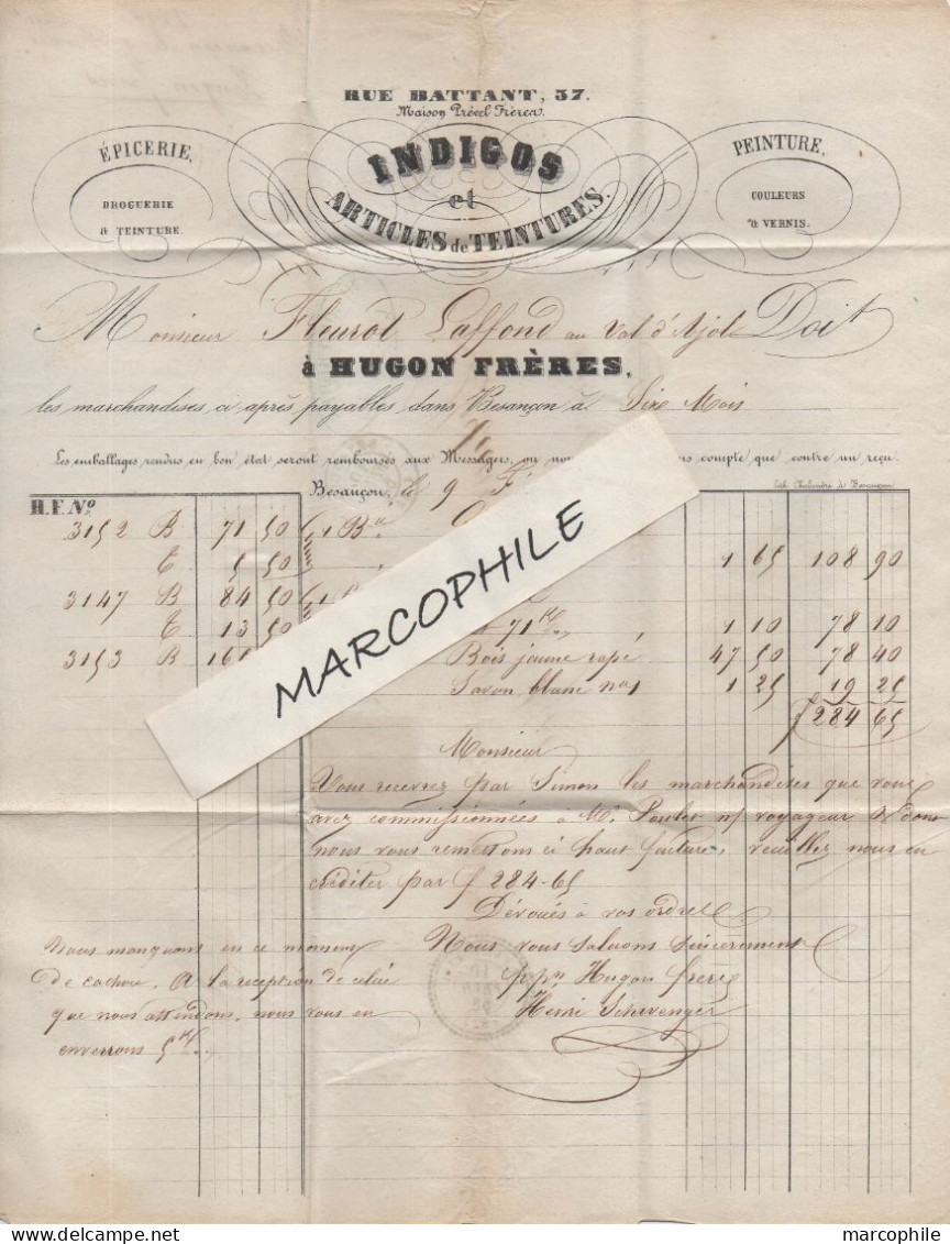 BESANCON / 1858 # 14 SUR LAC POUR VAL D'AJOL - PERLE AU VERSO (ref 7975) - 1862 Napoleon III
