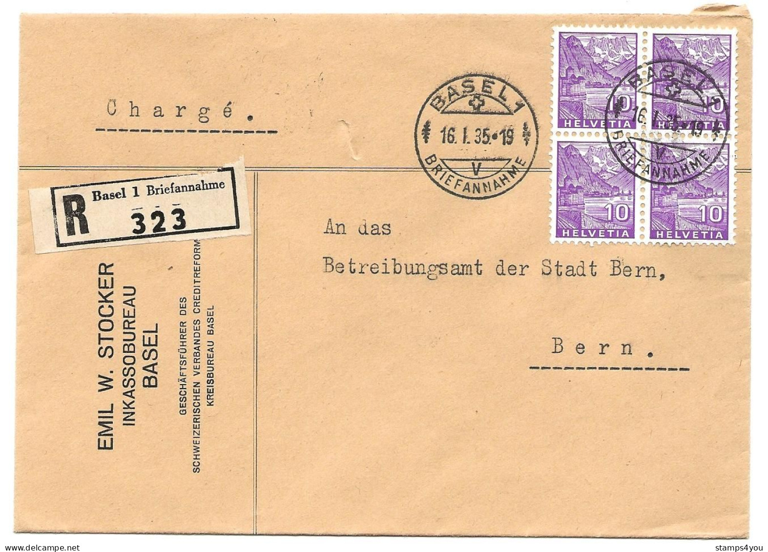 20 - 64 - Enveloppe Recommandée Envoyée De Basel 1935 - Cartas & Documentos
