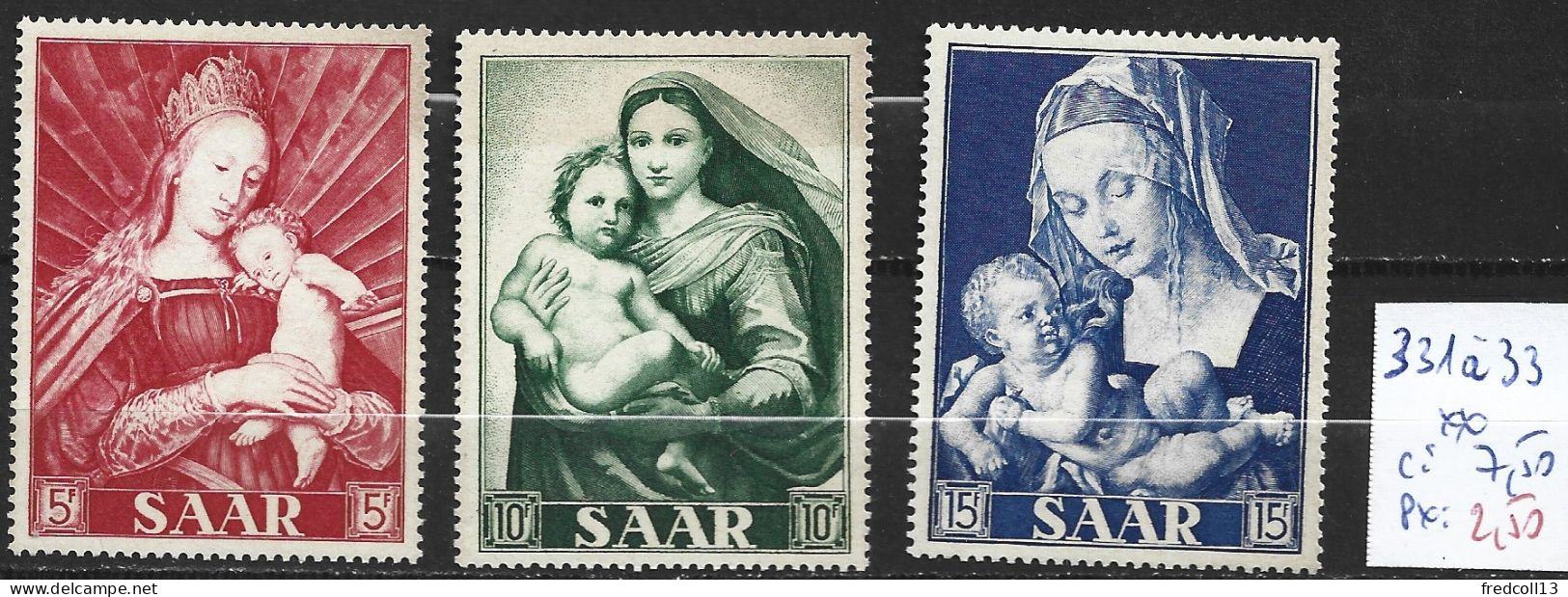 SARRE 331 à 33 ** Côte 7.50 € - Unused Stamps