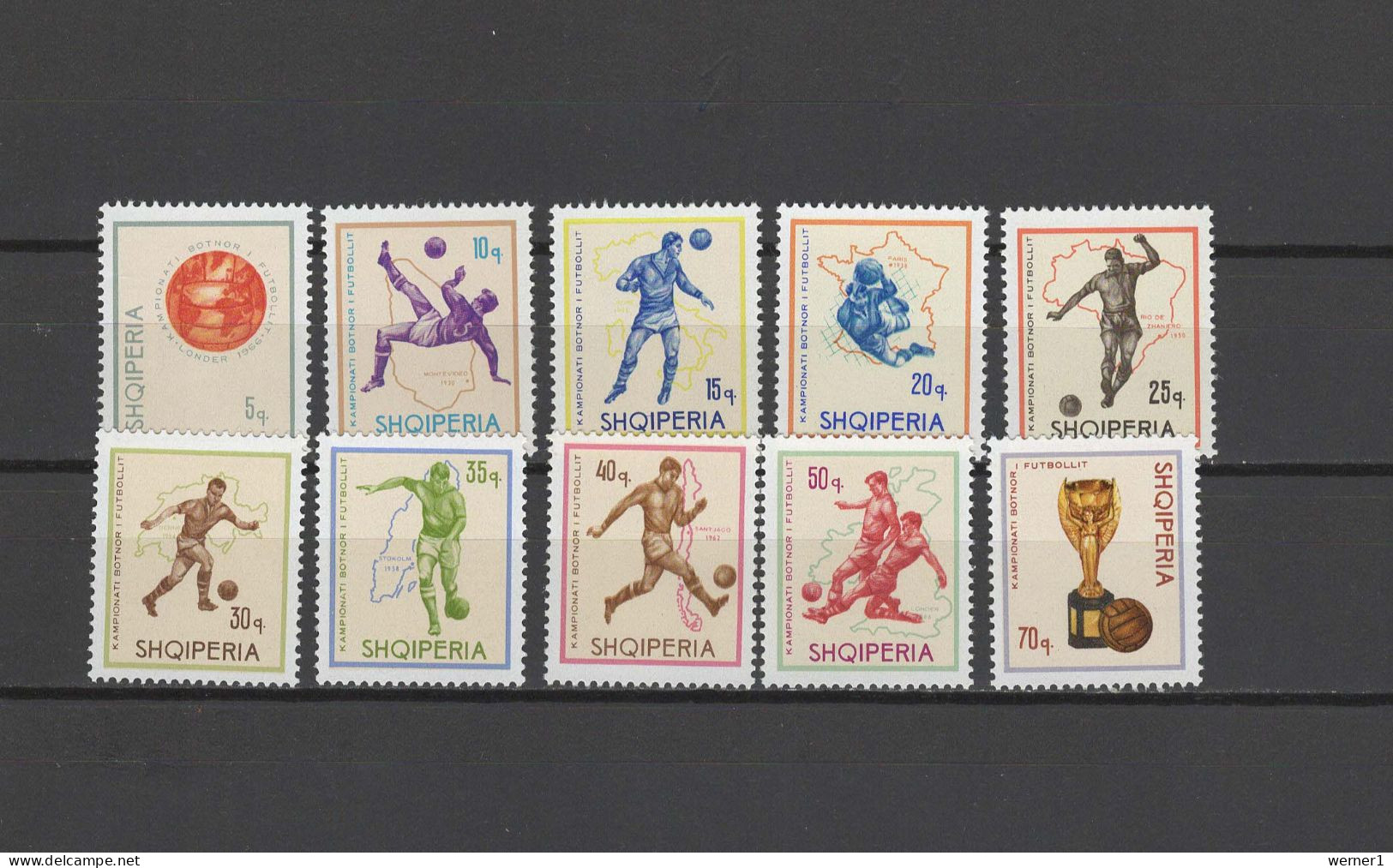 Albania 1966 Football Soccer World Cup Set Of 10 MNH - 1966 – Inglaterra