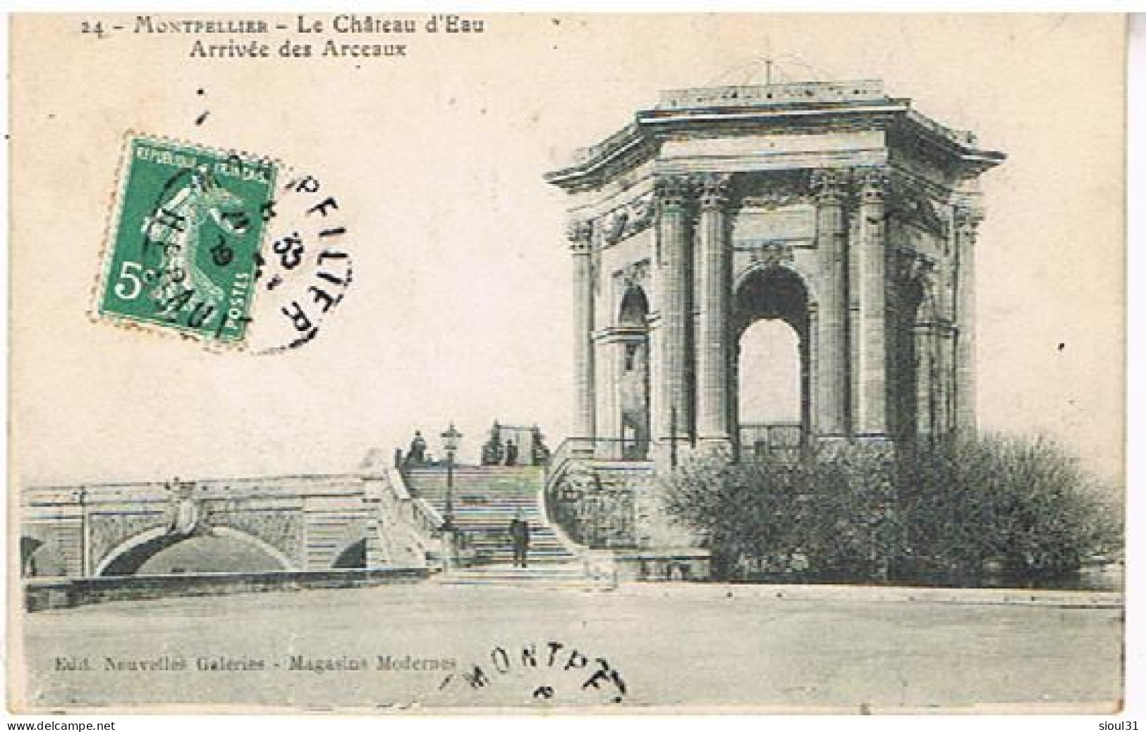 34  MONTPELLIER  LE CHATEAU D EAU ARRIVEE DES ARCEAUX 1909 - Montpellier