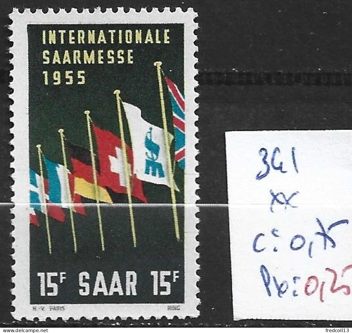 SARRE 341 ** Côte 0.75 € - Ongebruikt