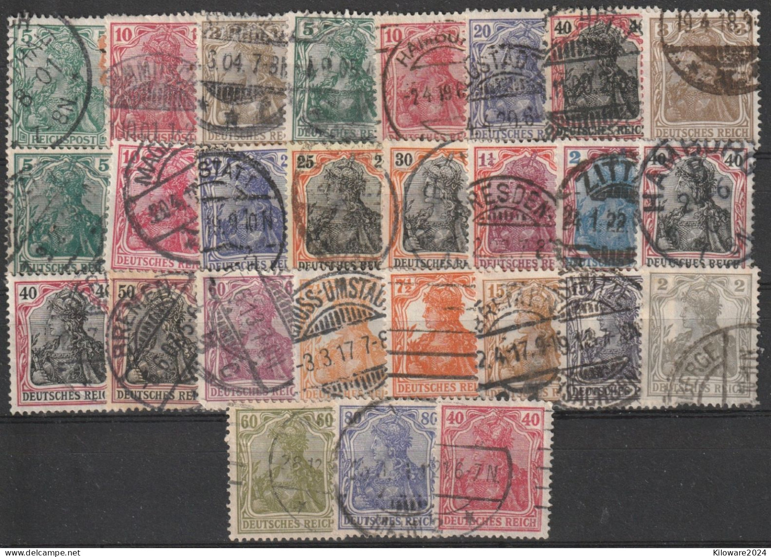 Deutsches Reich: Lot Mit  Versch. Germania Werten,  Gestempelt.  (040) - Lots & Kiloware (mixtures) - Max. 999 Stamps