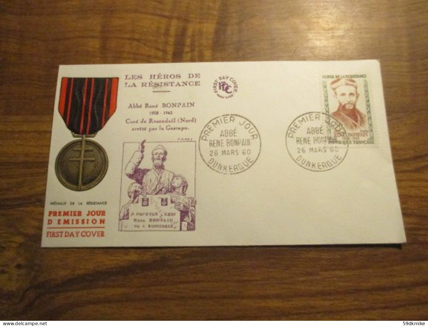 FDC - 1er Jour - France - 1960 - Héros De La Résistance - Abbé René Bonpain - 1960-1969