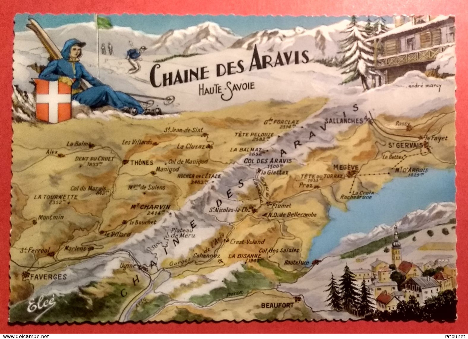 74 - Hte SAVOIE - CHAINE DES ARAVIS  - CPSM   - Carte Géo - éd ELCE - Autres & Non Classés