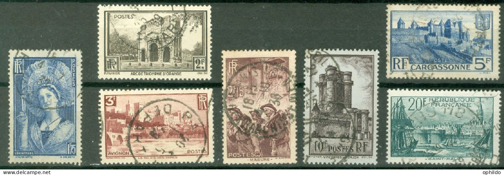 France Yv  388/394 Ob TB  - Gebraucht