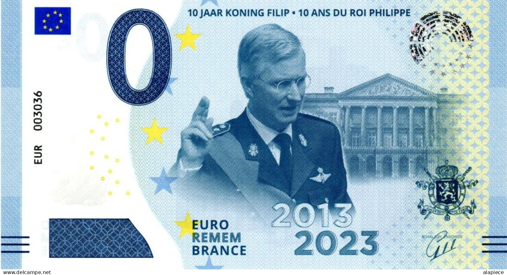 0 Euro Remembrance - Belgique - 10 Ans Du Roi Philippe (2013-2023) - Private Proofs / Unofficial
