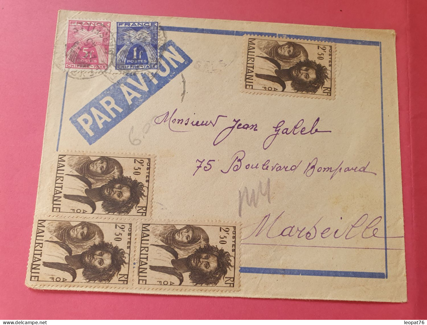 Mauritanie - Enveloppe De St Louis Pour Marseille En 1945 Avec Taxes De Marseille  - Réf 3526 - Brieven En Documenten