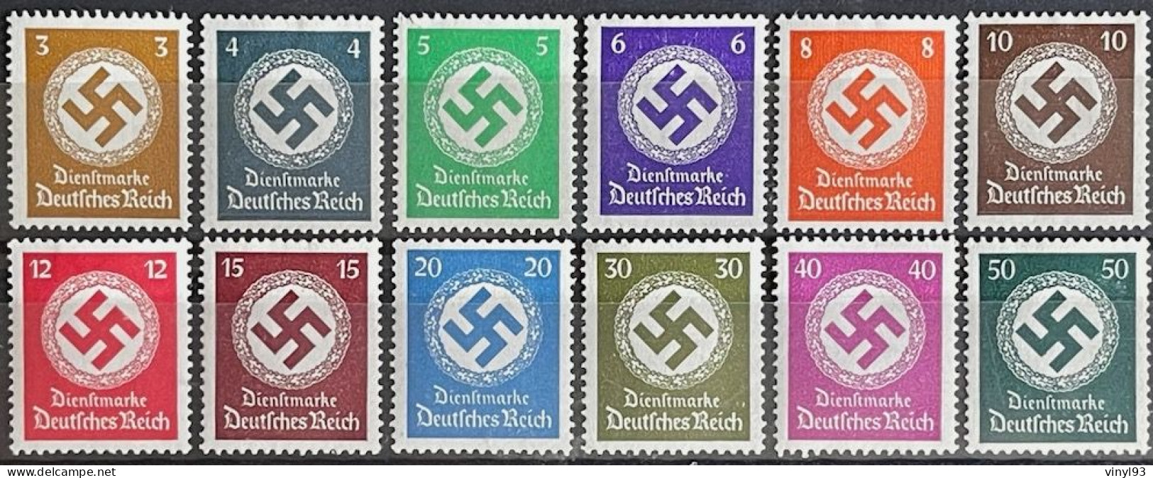 1934 - Deutsches Reich - Les 12 Timbres Neufs* à La Suite - MI Du N°132 Au 143 - Timbres De Service - Croix Gammée - Service