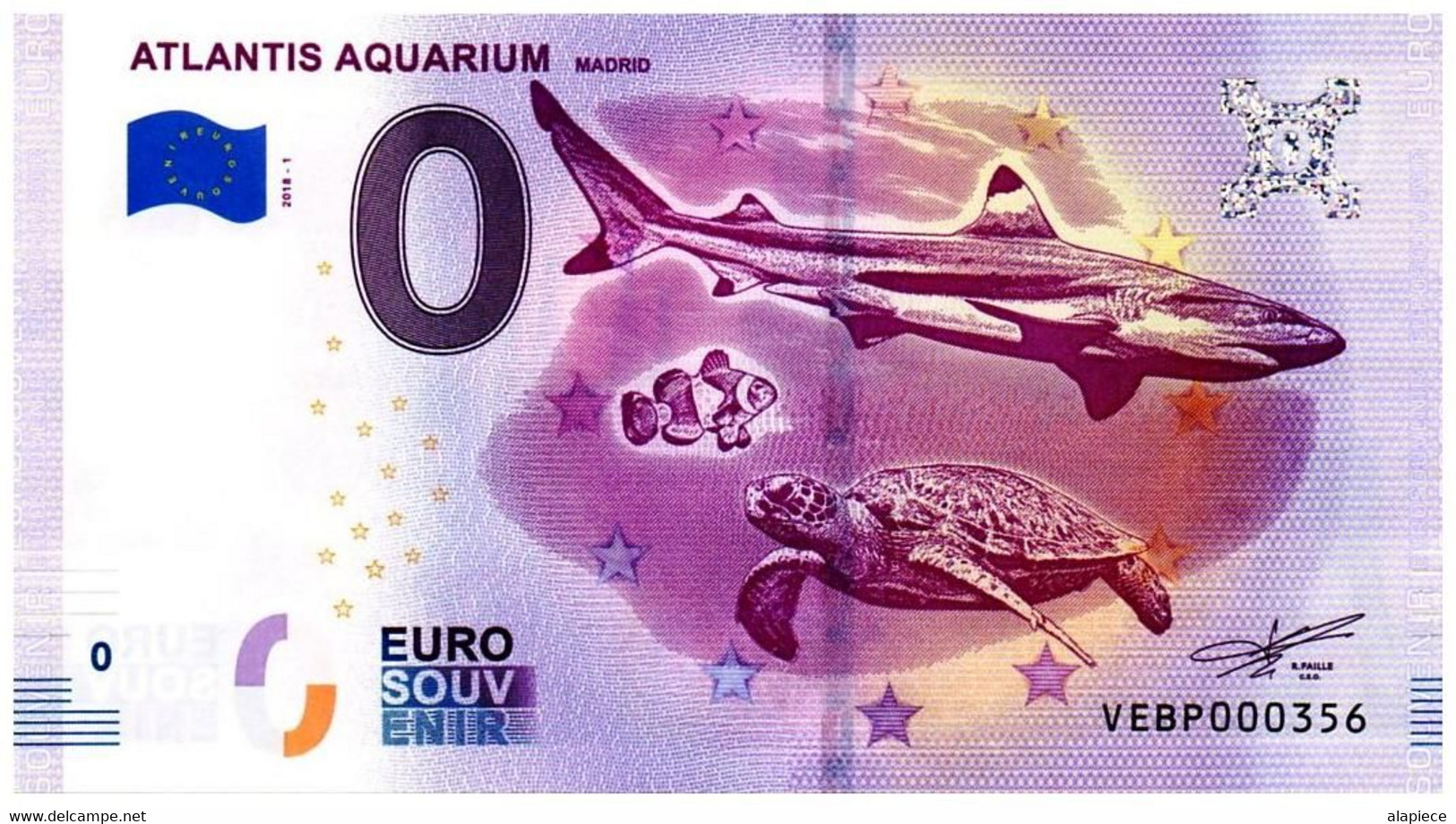 Billet Touristique - 0 Euro - Espagne - Madrid - Atlantis Aquarium (2018-1) - Private Proofs / Unofficial