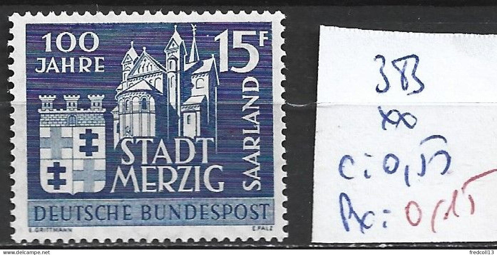 SARRE 383 ** Côte 0.50 € - Unused Stamps