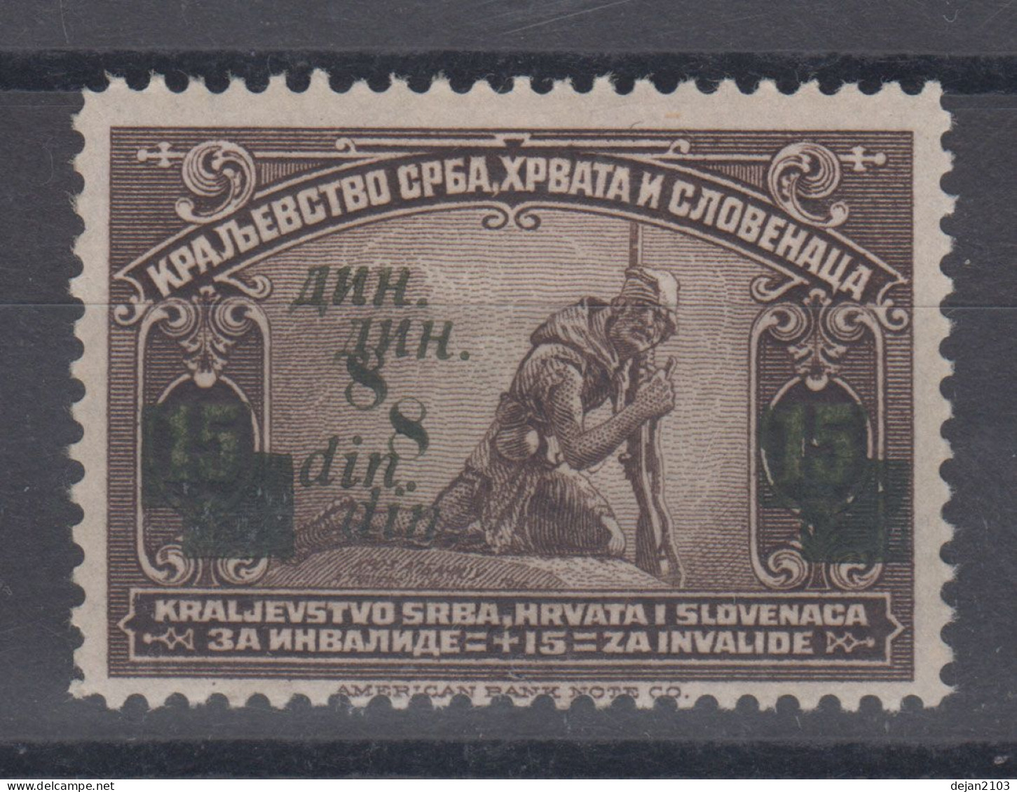 Yugoslavia Kingdom 8 Dinara On 15 Para Double Overprint CERTIFICATE 1922 MH * - Nuovi