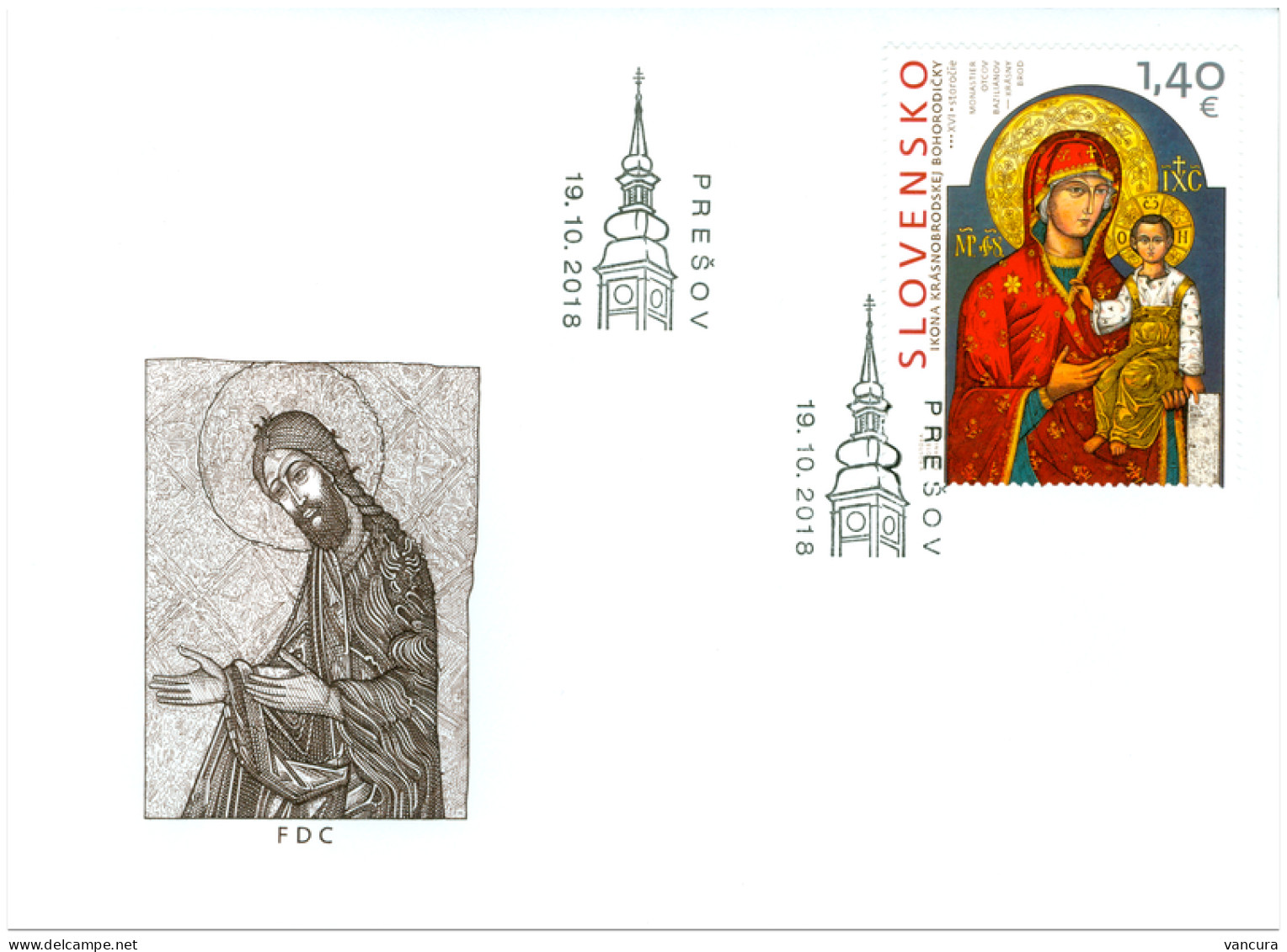 FDC 671 Slovakia The Icon Of Krásny Brod, The Mother Of God 2018 - Religious
