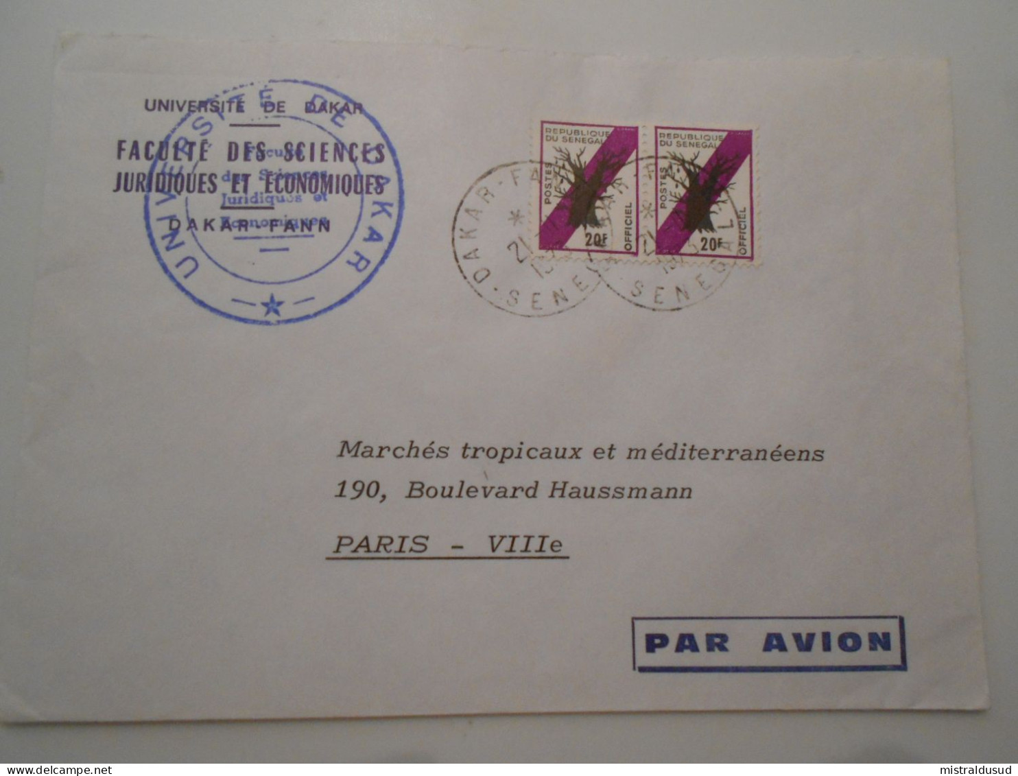 Senegal Postes Offiçiel , Lettre De Dakar 1975 Pour Paris - Senegal (1960-...)