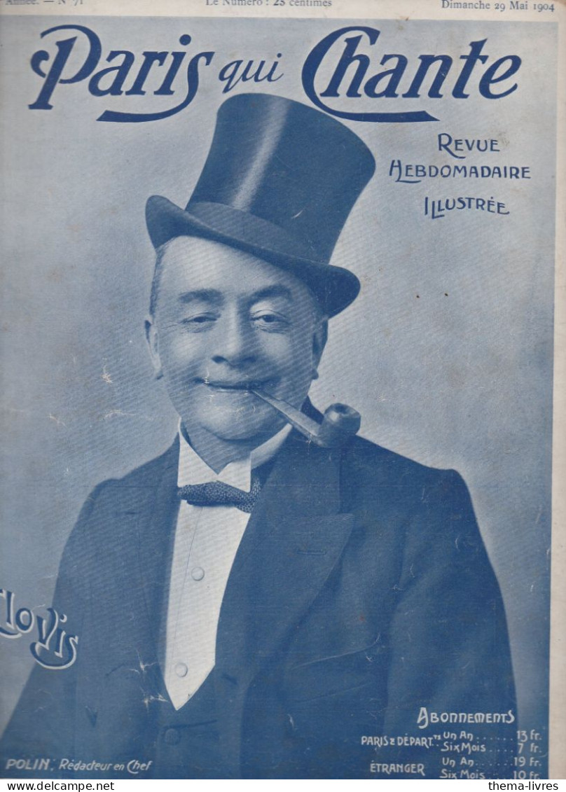 Revue PARIS QUI CHANTE N°71 Du 29 Mai 1904   Couverture CLOVIS (CAT4088 /071) - Musique