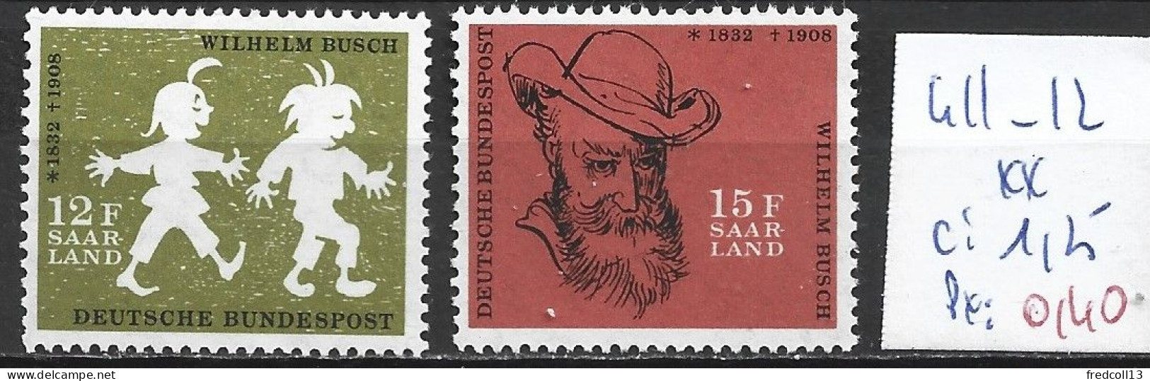 SARRE 411-12 ** Côte 1.25 € - Unused Stamps
