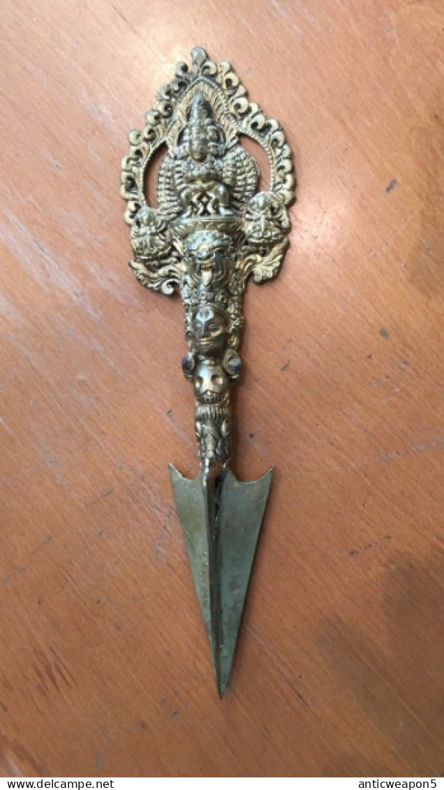 Népal. Phurba. Laiton. Taille 310 Mm. (H84) - Knives/Swords