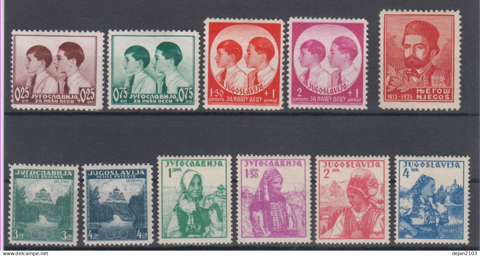 Yugoslavia For Our Children,Njegos,folk Costumes 1937 MH * - Unused Stamps