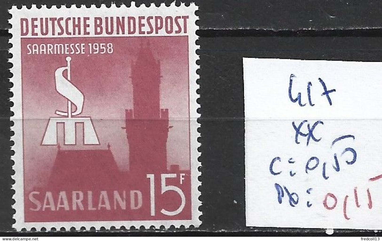SARRE 417 ** Côte 0.50 € - Unused Stamps