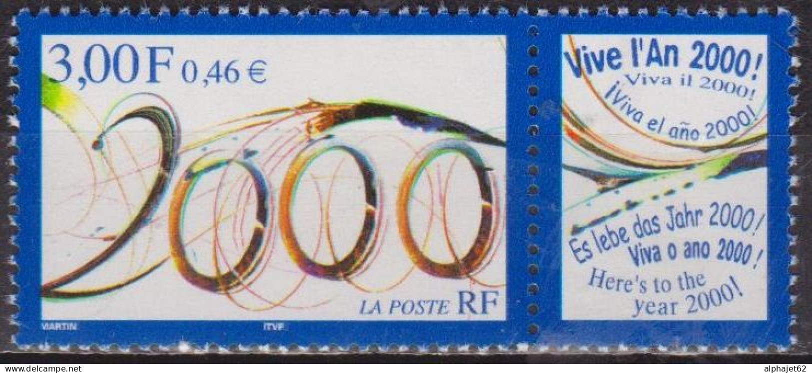 An 2000 - FRANCE - Meilleurs Voeux - N° 3291 **  - 1999 - Used Stamps