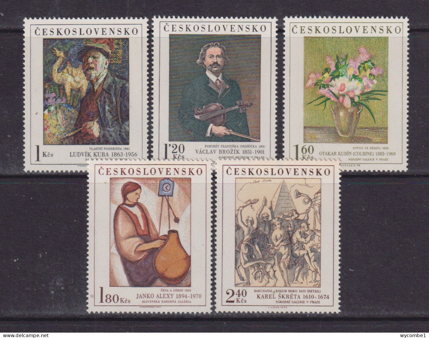 CZECHOSLOVAKIA  - 1974 Art Set Never Hinged Mint - Unused Stamps