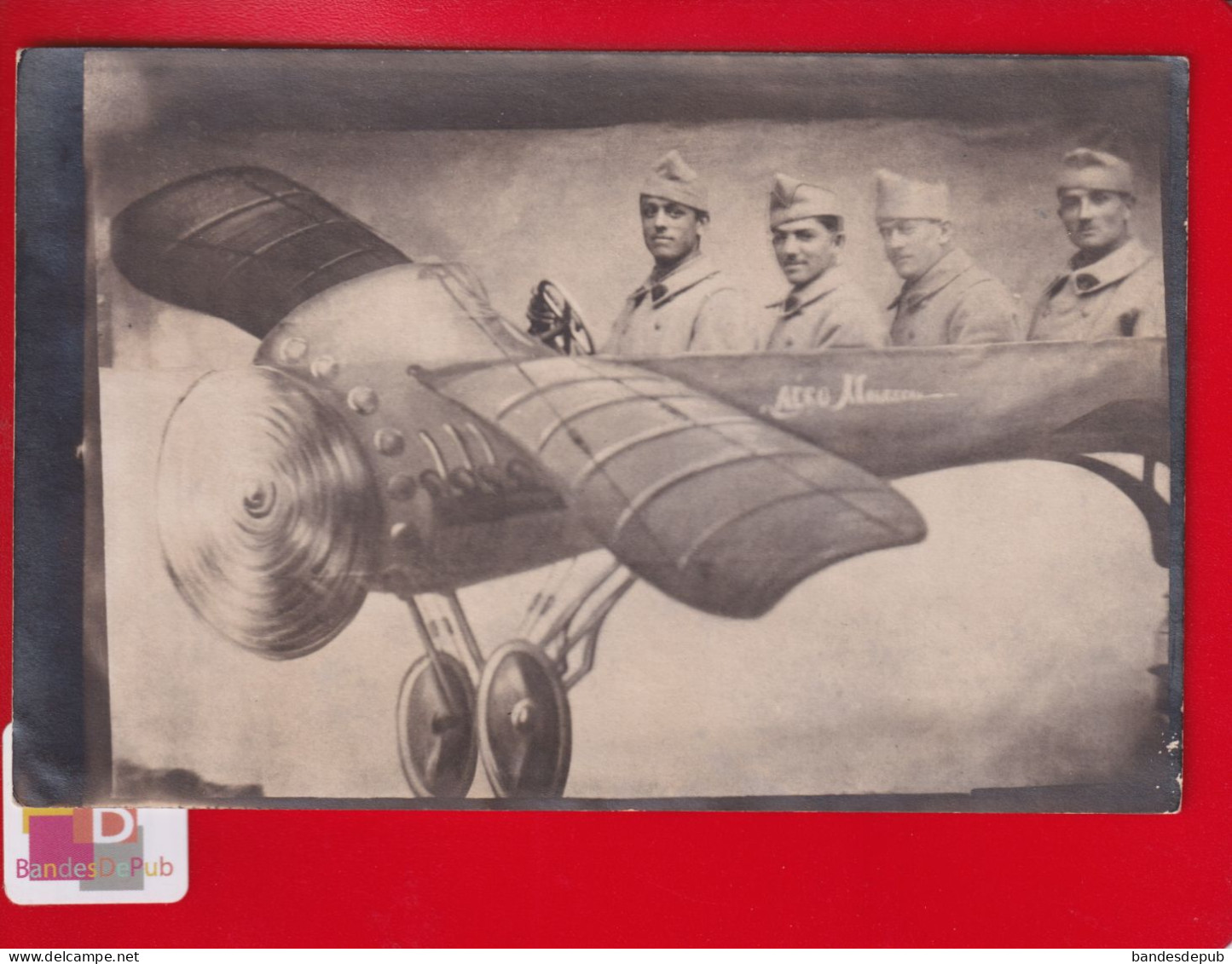 CPA Photomontage Photo Montage Ballade En Avion Militaires 4 Soldats  1921 - Andere & Zonder Classificatie
