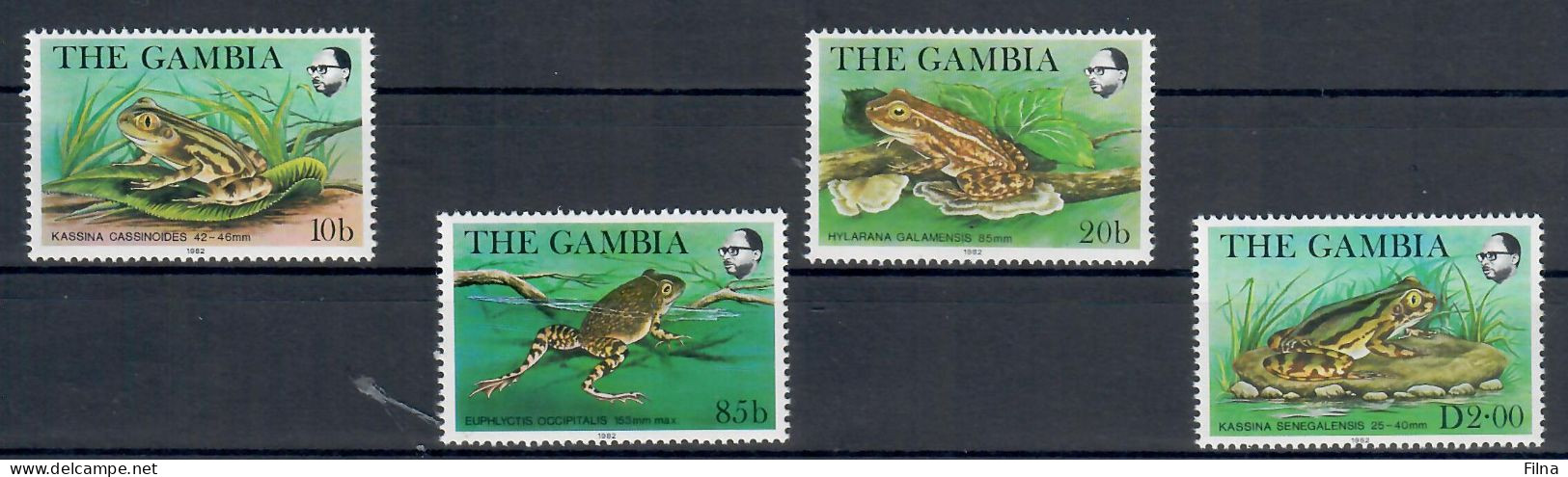 GAMBIA 1982 FAUNA ANIMALI RANE FROGS GRENOUILLES  SERIE COMPLETA  MNH/** - Gambia (1965-...)