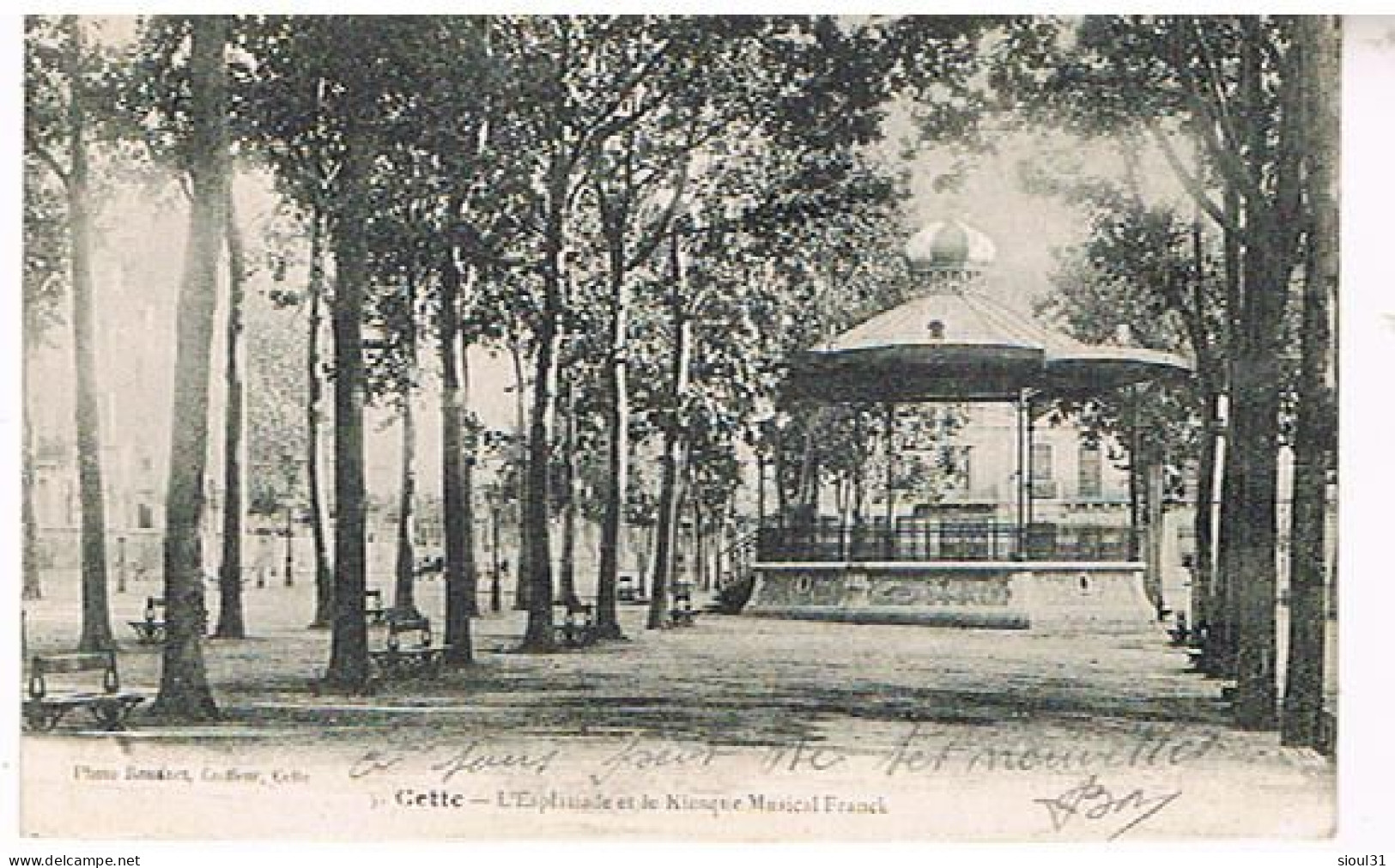 SETE CETTE  L ESPLANADE ET LE KIOSQUE A MUSICAL  FRANCK  1916 - Sete (Cette)