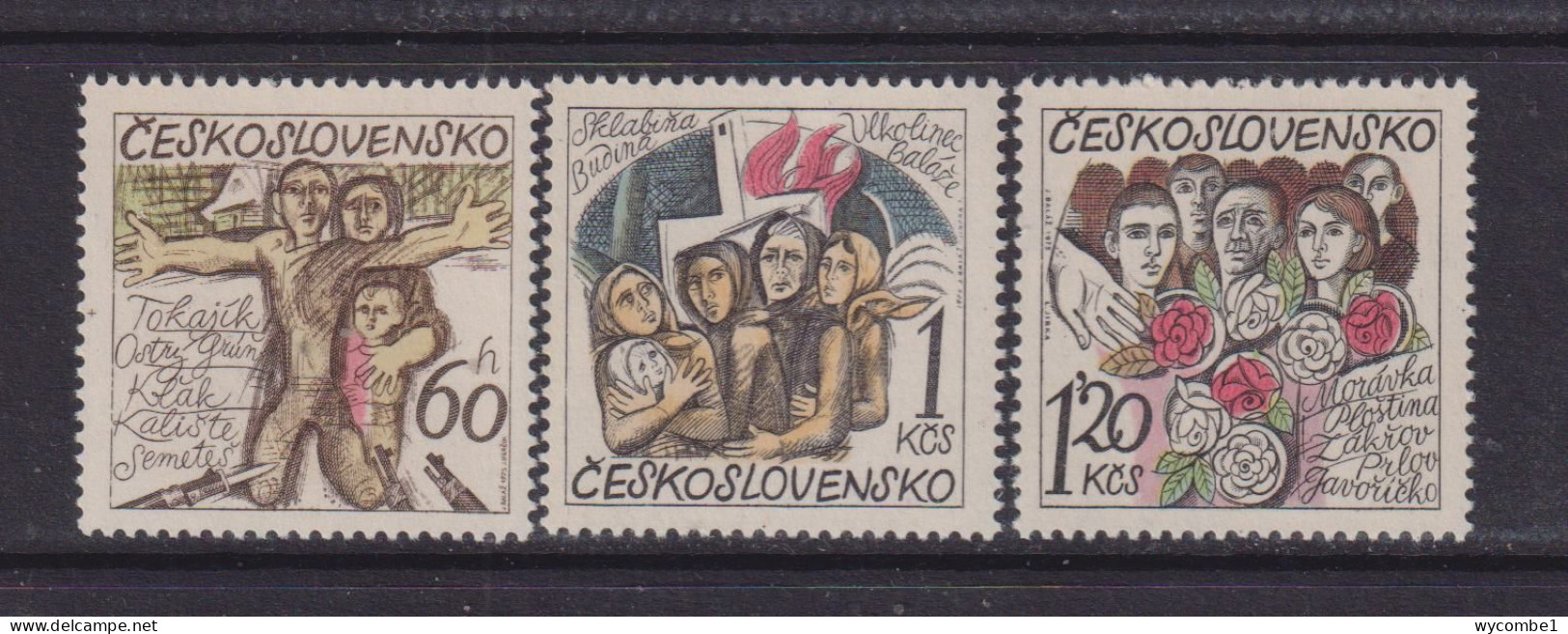 CZECHOSLOVAKIA  - 1975 Razing Of 14 Villages Set Never Hinged Mint - Unused Stamps