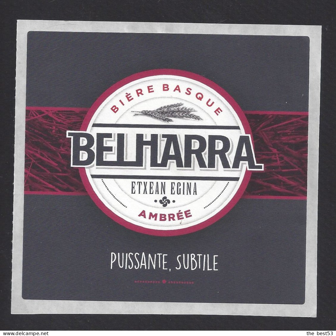 Etiquette De Bière Ambrée  -  Brasserie Belharra  à  Bayonne   (64) - Cerveza