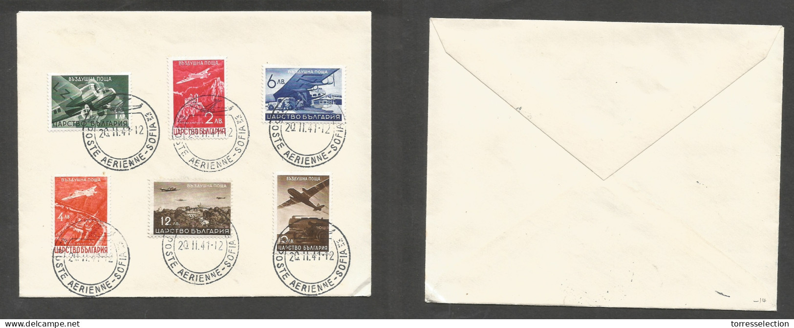 BULGARIA. 1941 (20 Nov) Sofia Air Set On Fkd Envelope With No Address. SALE. - Autres & Non Classés