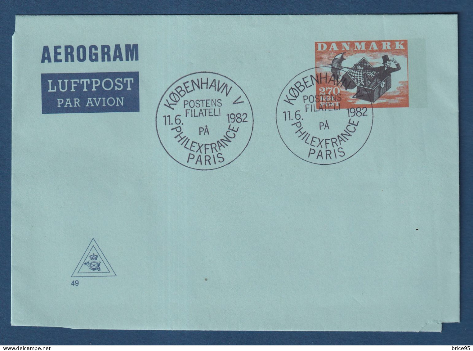 Danemark - FDC - Premier Jour - Aérogramme - PhilexFrance 82 - 1982 - Luchtpostzegels