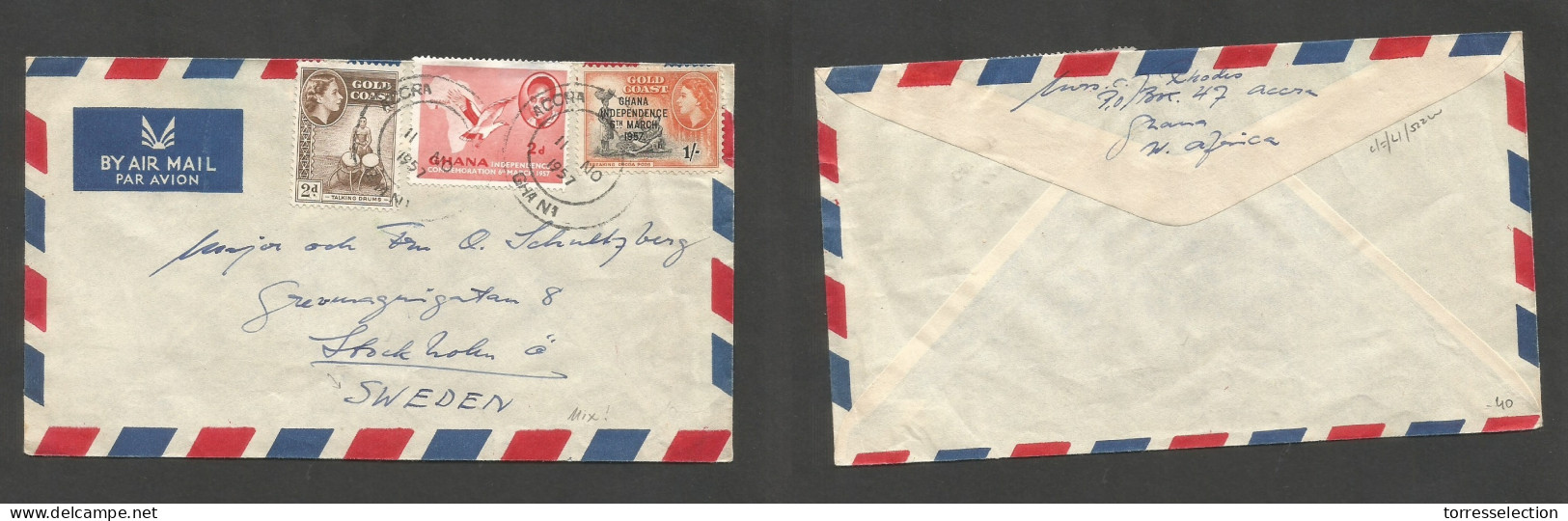 BC - Gold Coast. 1936 (17 Apr) Kumasi - Germany, Hamburg. Per SS Hogar. 3d Rate Multifkd Env, Tied Cds. Fine Usage. SALE - Other & Unclassified