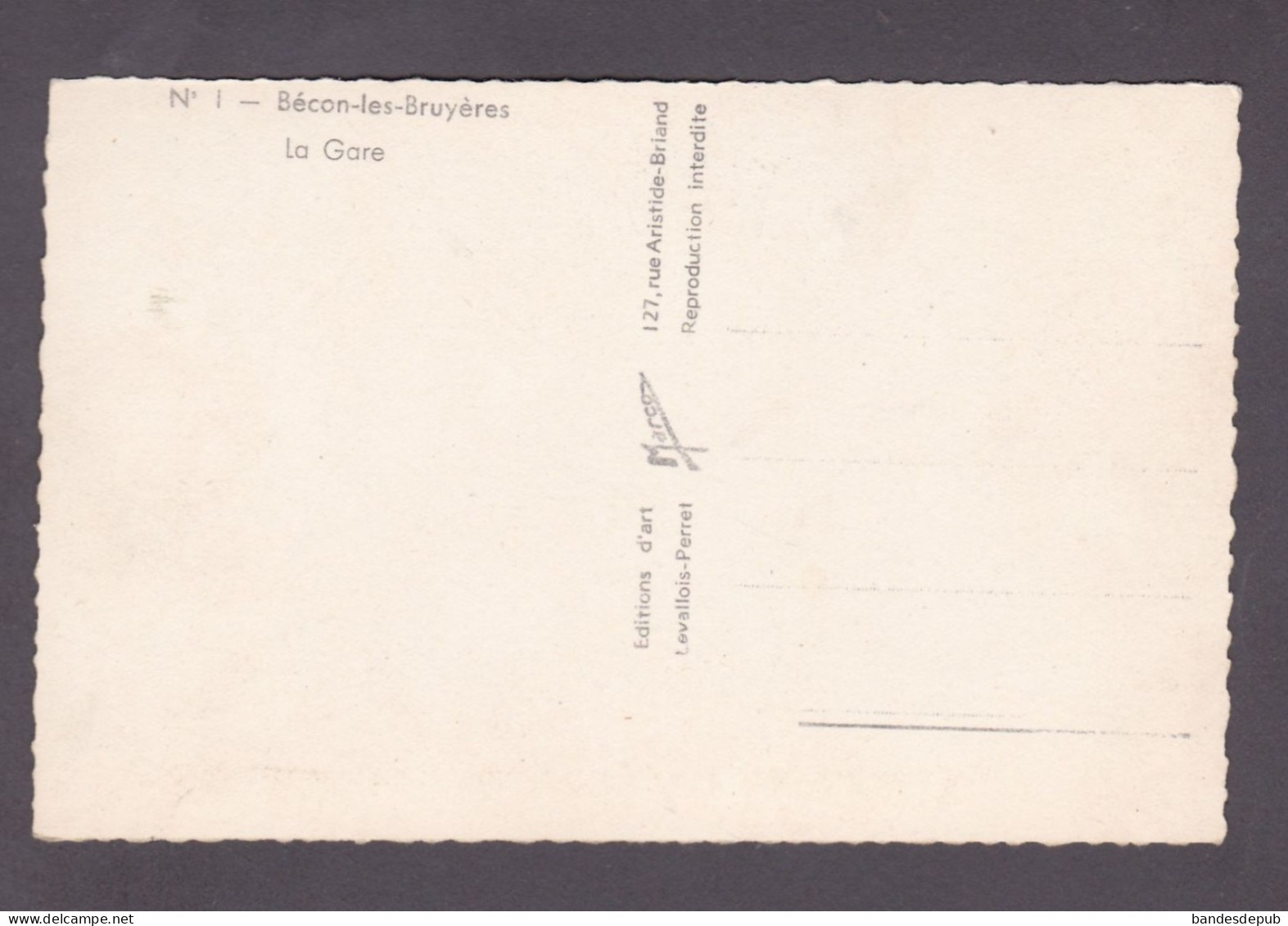 Vente Immediate Becon Les Bruyeres Hauts De Seine La Gare De Chemin De Fer (Ed. Marco 3856) - Other & Unclassified