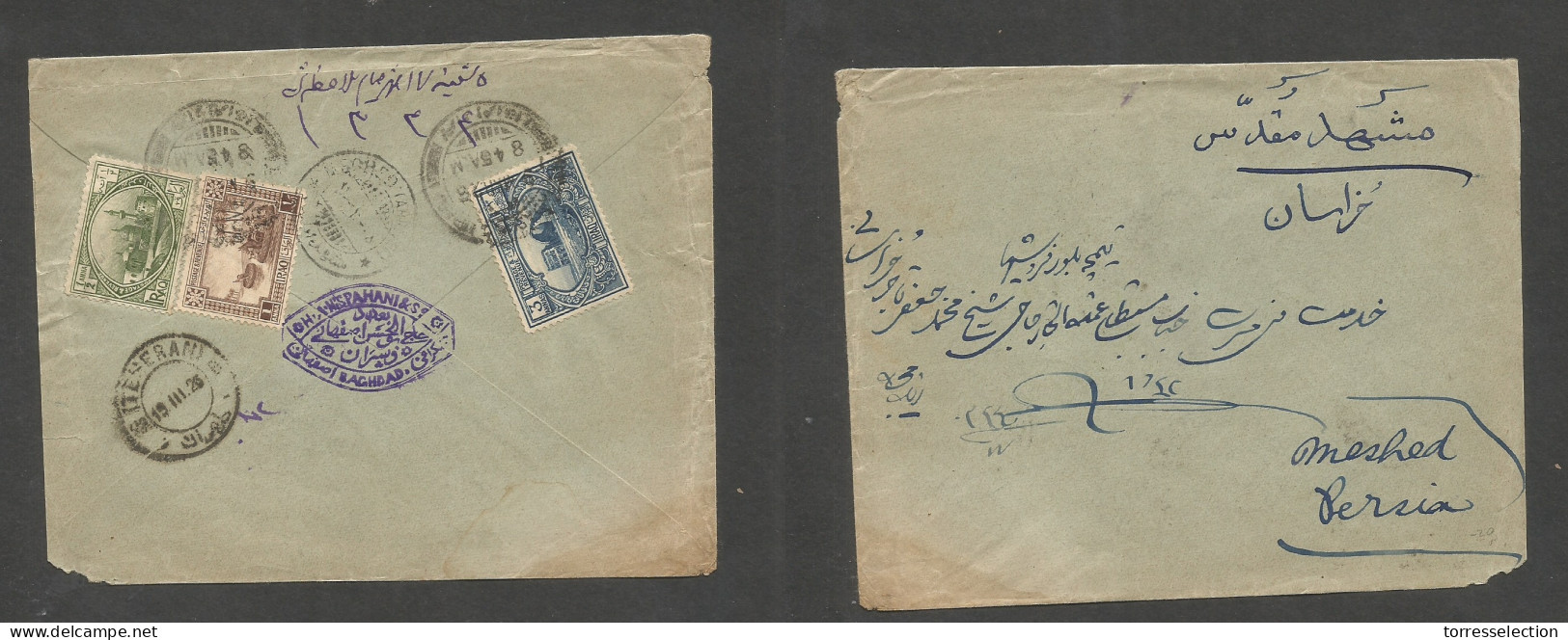 IRAQ. 1926 (9 March) Baghdad - Persia, Meshed Via Teheran. Reverse Multifkd Env At 45a Rate. SALE. - Irak