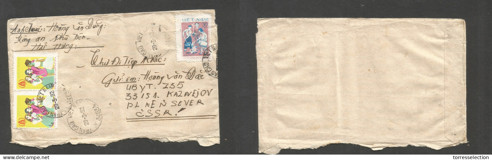 INDOCHINA. 1982 (20 March) North Vietnam. Trancao - Czech Republic. Color Multifkd Envelope At 2,30d Rate. VF, Tied Cds. - Autres - Asie