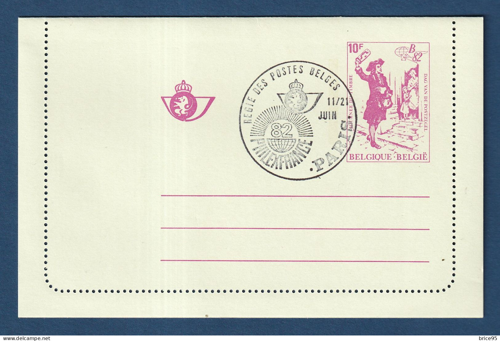 Belgique - FDC - Premier Jour - Entier Postal - PhilexFrance 82 - 1982 - Aerogrammi