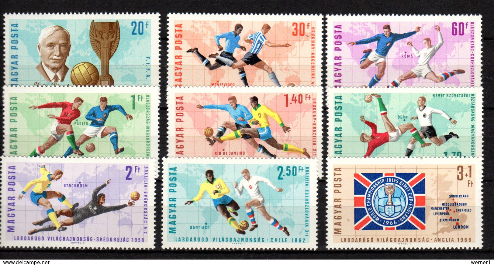 Hungary 1966 Football Soccer World Cup Set Of 9 MNH - 1966 – Inghilterra