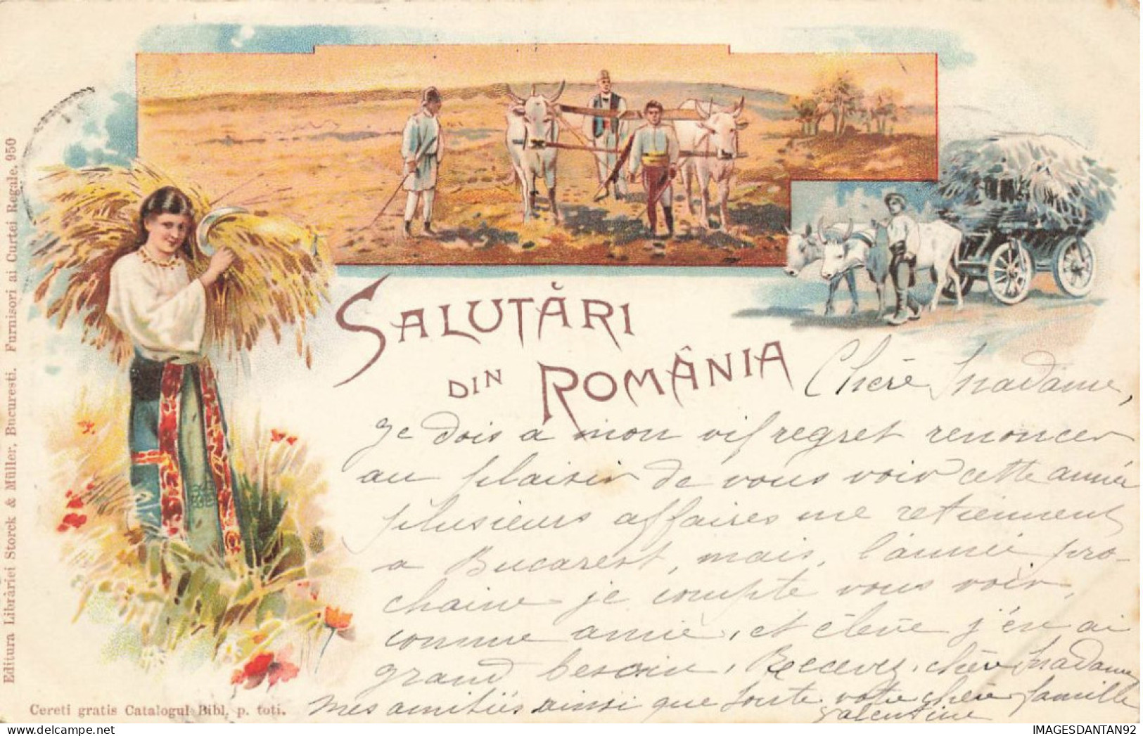 ROUMANIE #FG57243 SALUTARI DIN ROMANIA ATTELAGE AGRICULTURE 1899 - Roumanie