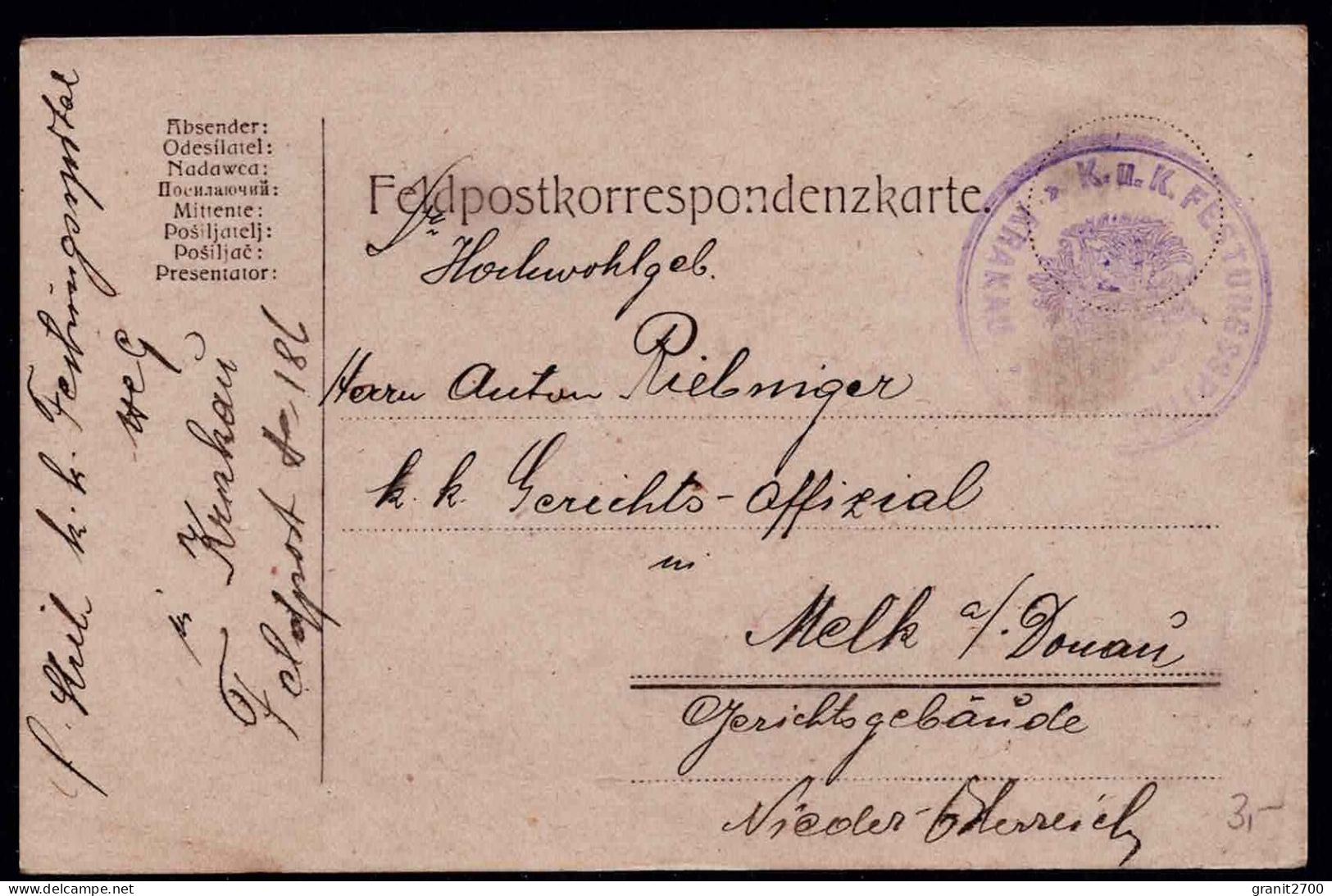 Feldpostkorrespondenzkarte - K.u.k.Festungsspital Krakau Vom 3.11.1914 - Otros & Sin Clasificación
