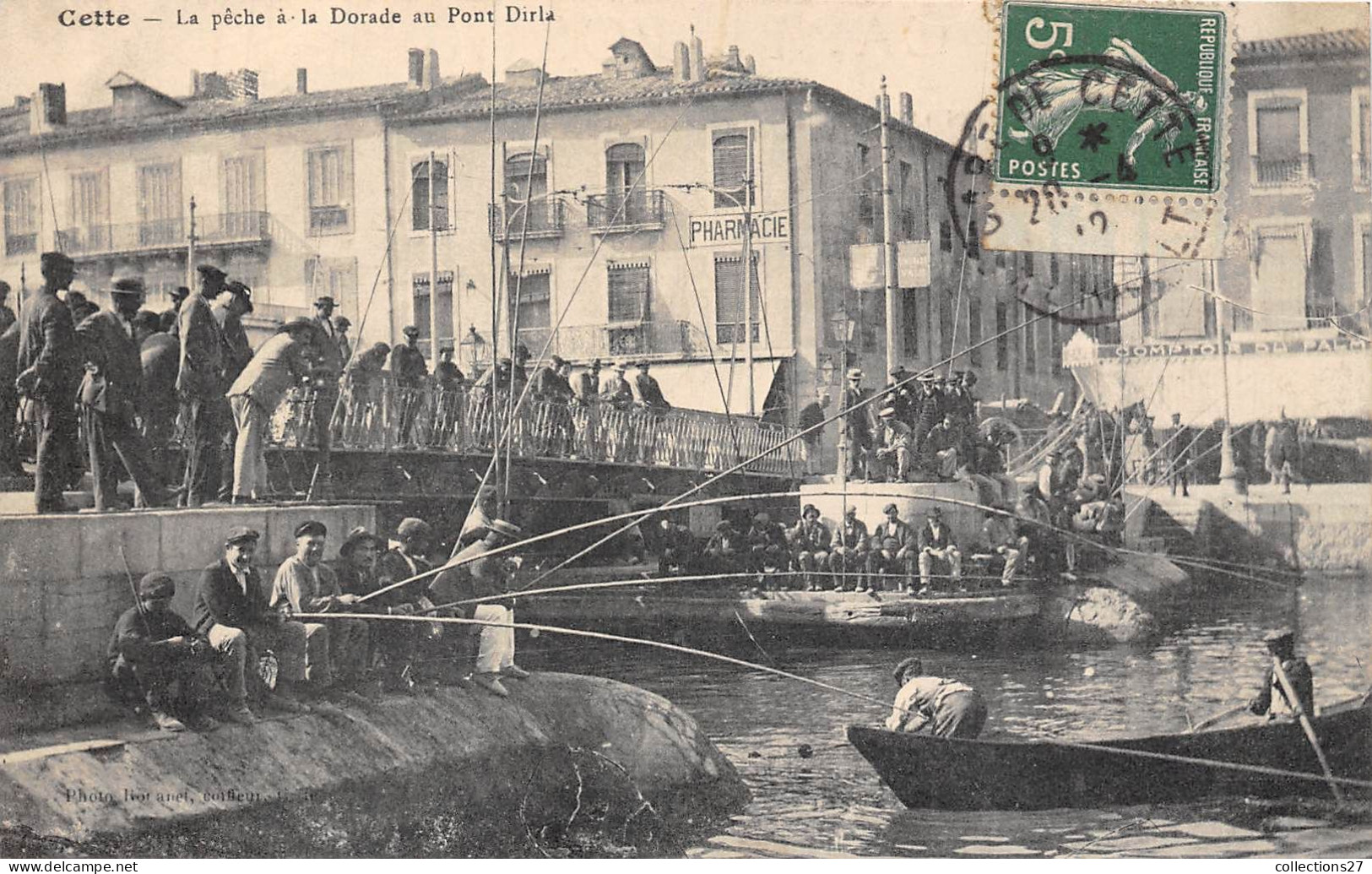 34-CETTE- LA PÊCHE A LA DORADE AU PONT DIRLA - Sete (Cette)