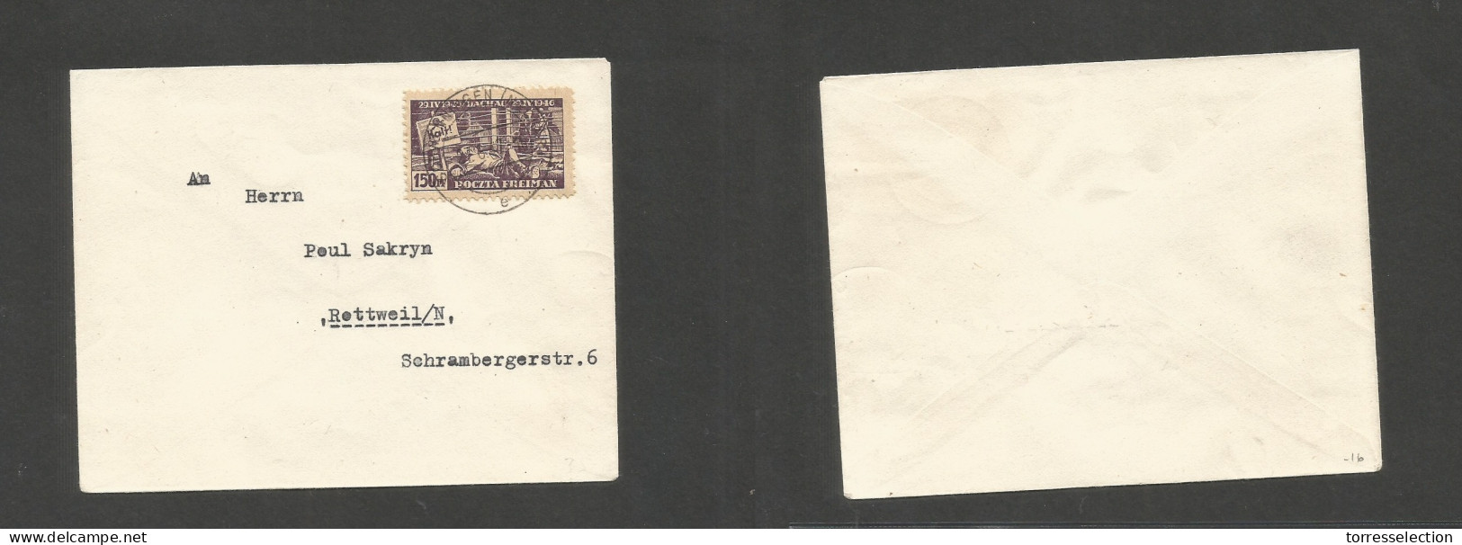 POLAND. 1947 (27 June) Schwenningen Neckar - Rottweil. Unsealed Semipostal Single Fkd Commemorative Issue. Fine. SALE. - Andere & Zonder Classificatie