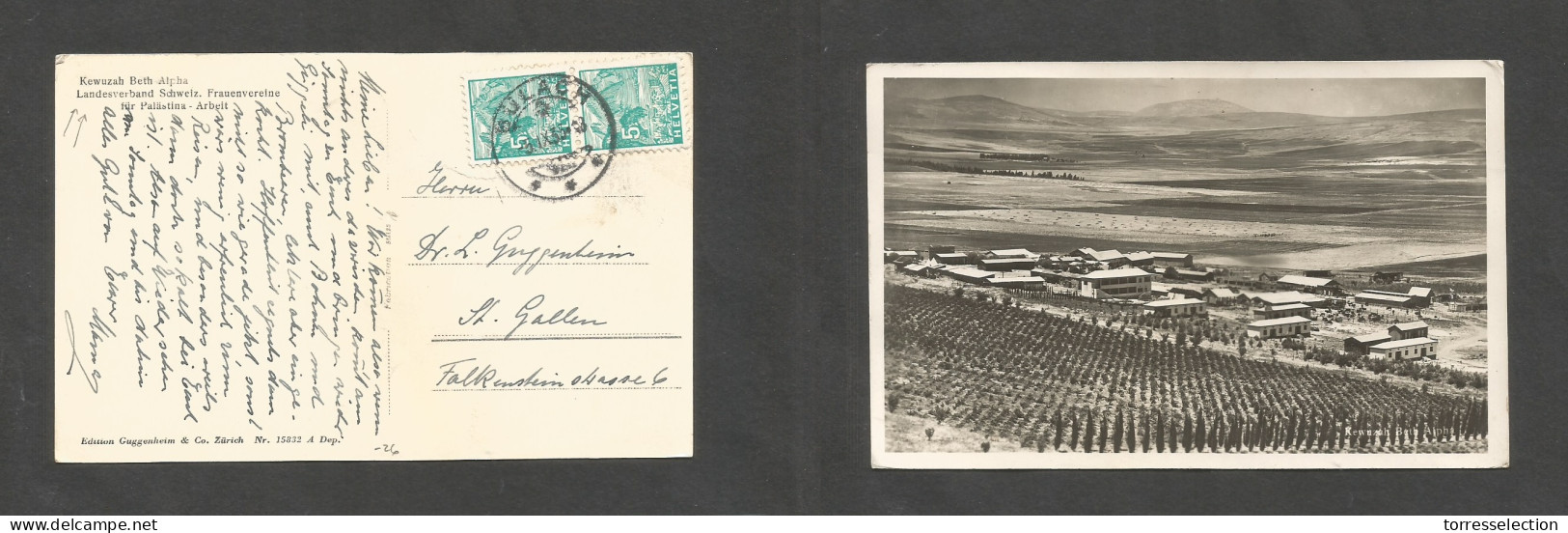 PALESTINE. 1935 (3 Sept) Photo View Ppc Of KEWUZAH BETH ALPHA. Womens Camp For Palestine. Circulated Locally In Switzerl - Palestina