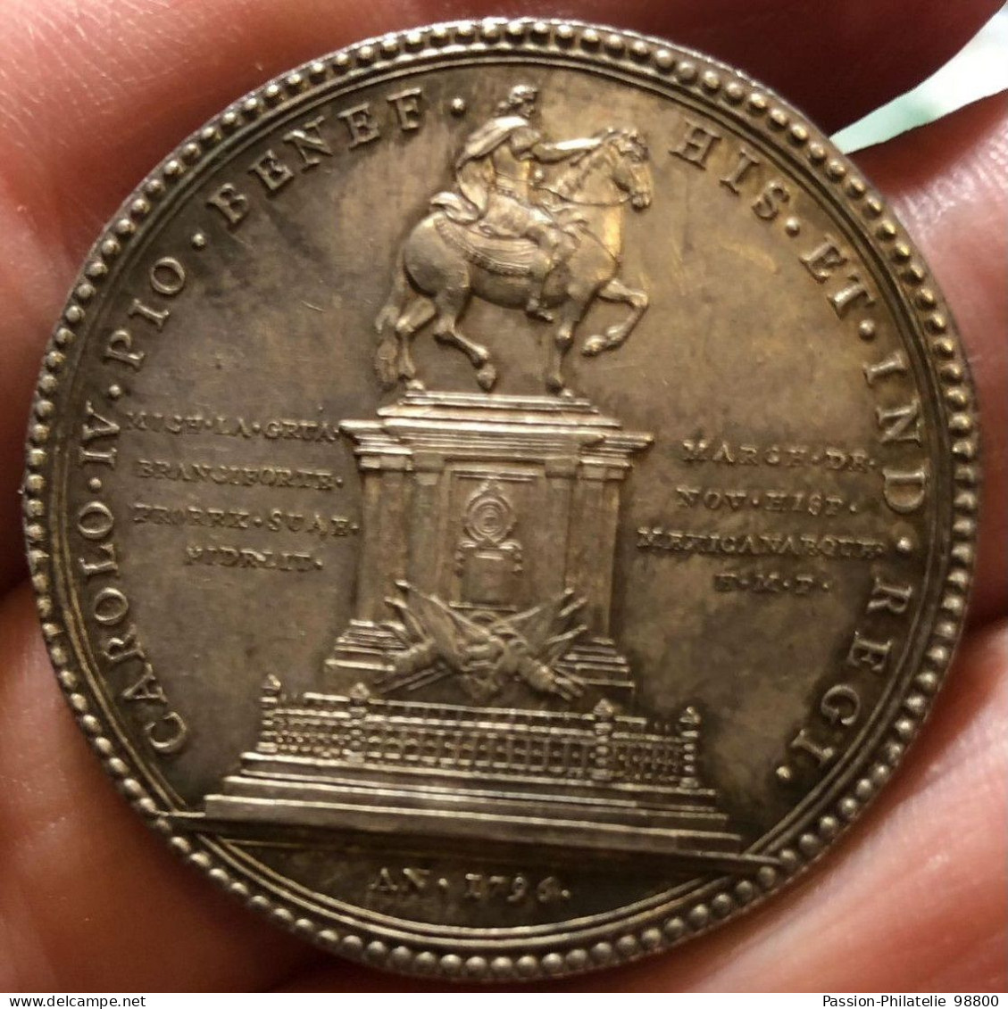 MEXICO Carlos IV 1788-1808 Silver Medal 1796 Commemorative Medaglia 1796 Inaugurazione Della Statua Equestre Del Re 079 - Mexique