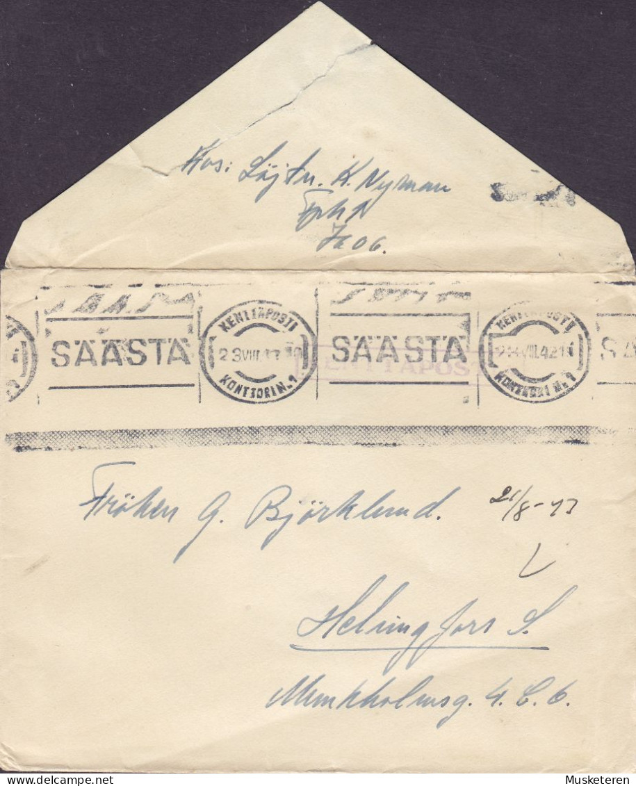 Finland Fältpost Fieldpost Feltpost KENTTÄPOSTI 1942 Cover Brief From Soldier Leutenant NYMAN FPK I. 7606 - Briefe U. Dokumente