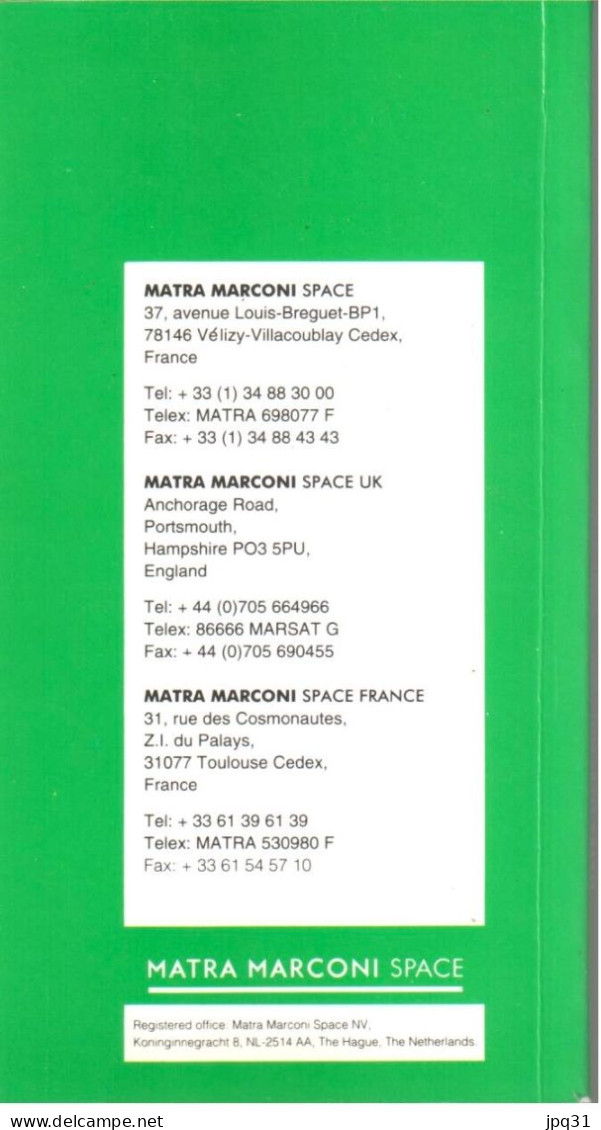 Matra Marconi Space Earth Observation Spacecraft Directory - 1992 - Bouwkunde