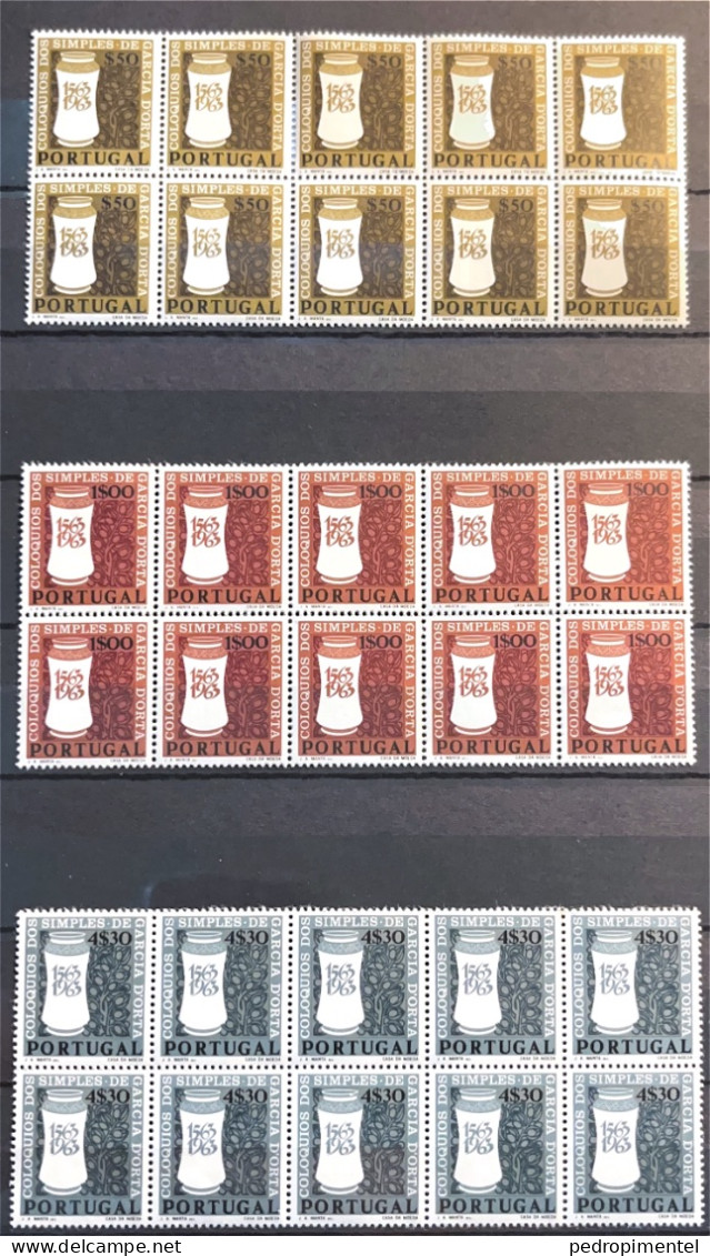 Portugal Stamps 1964 "Garcia Da Horta" Condition MNH OG #925-927 (block Of 10) - Unused Stamps