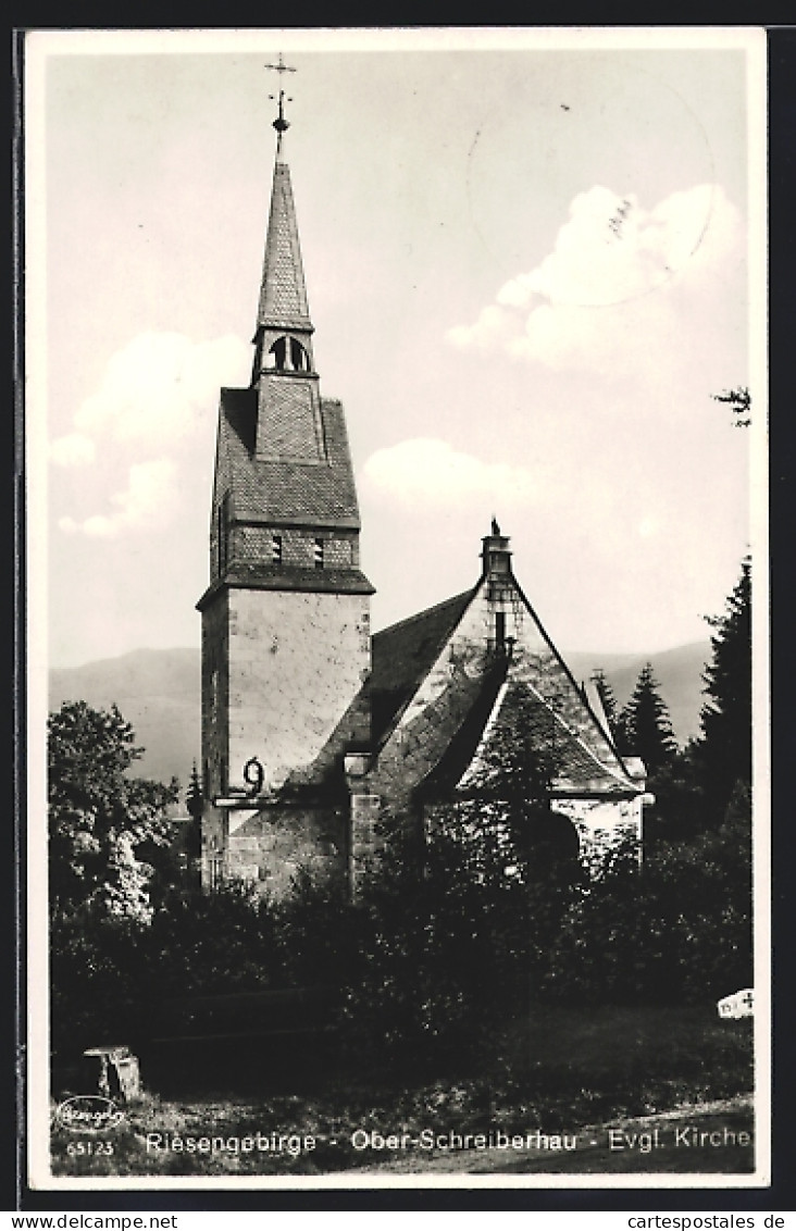 AK Ober-Schreiberhau /Riesengebirge, An Der Evgl. Kirche  - Schlesien