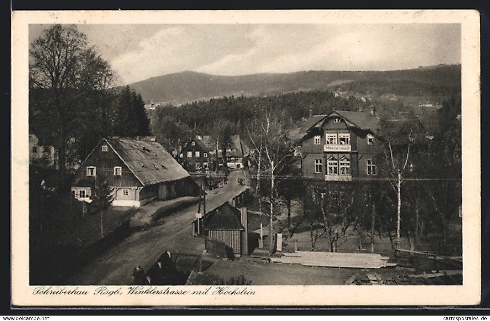 AK Schreiberhau, Winklerstrasse Mit Gasthaus Marienbad Und Blick Zum Hochstein  - Schlesien