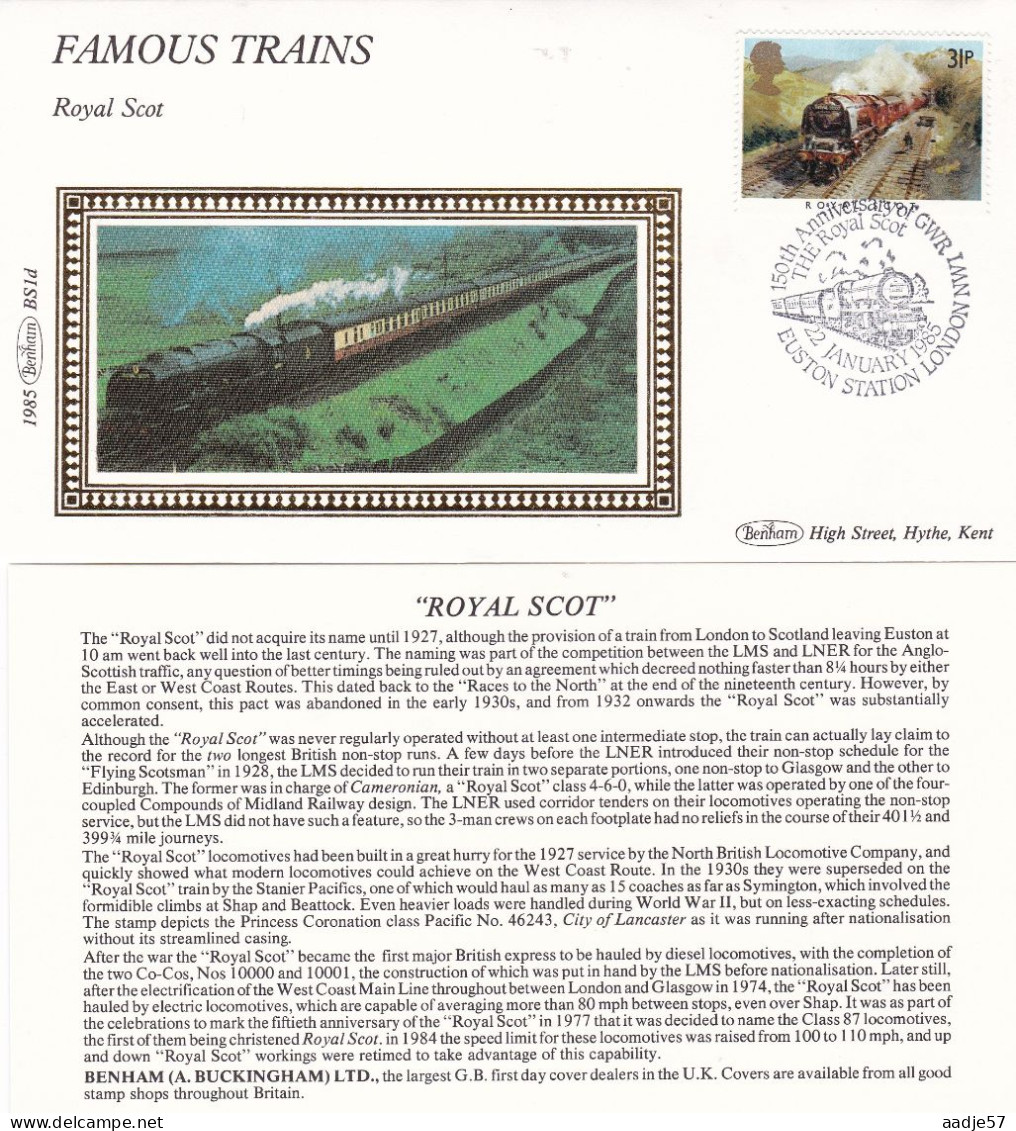 GB Engeland 1985 150 Ann GWR Famous Trains Royal Scot 22-01-1985 - Stamped Stationery, Airletters & Aerogrammes